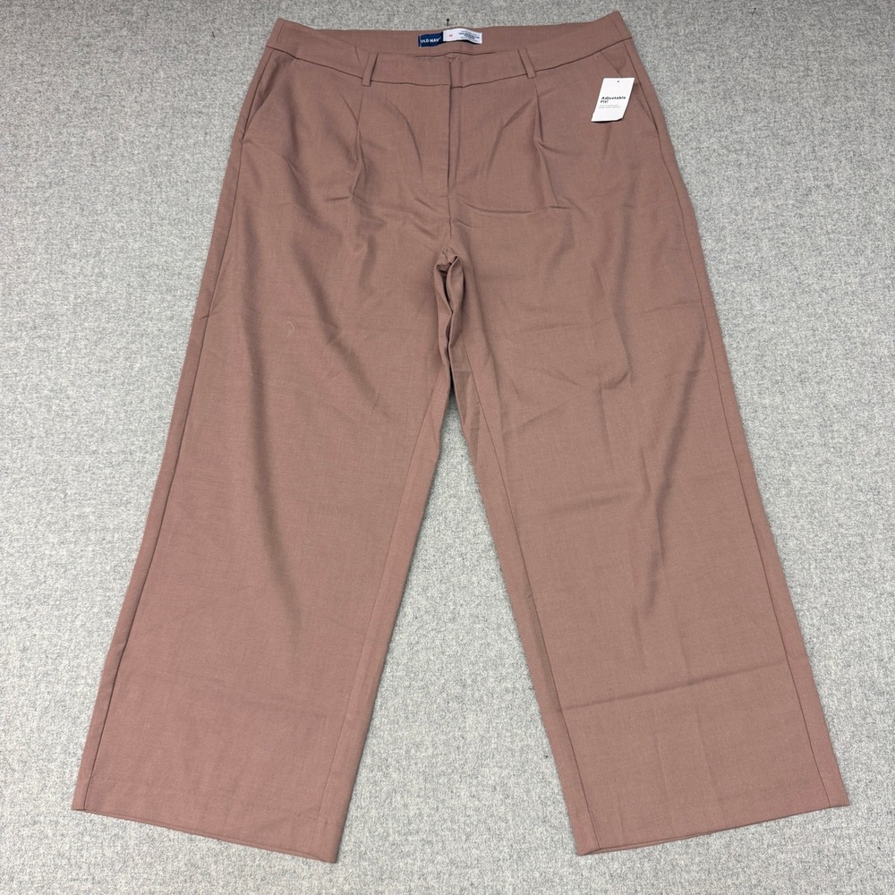 Old Navy Taylor Wide Leg Trouser 18 Mauve Pink Extra High-Rise Adjustable NWT